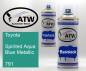 Preview: Toyota, Spirited Aqua Blue Metallic, 791: 400ml Sprühdose + 400ml Klarlack - Set, von ATW Autoteile West.